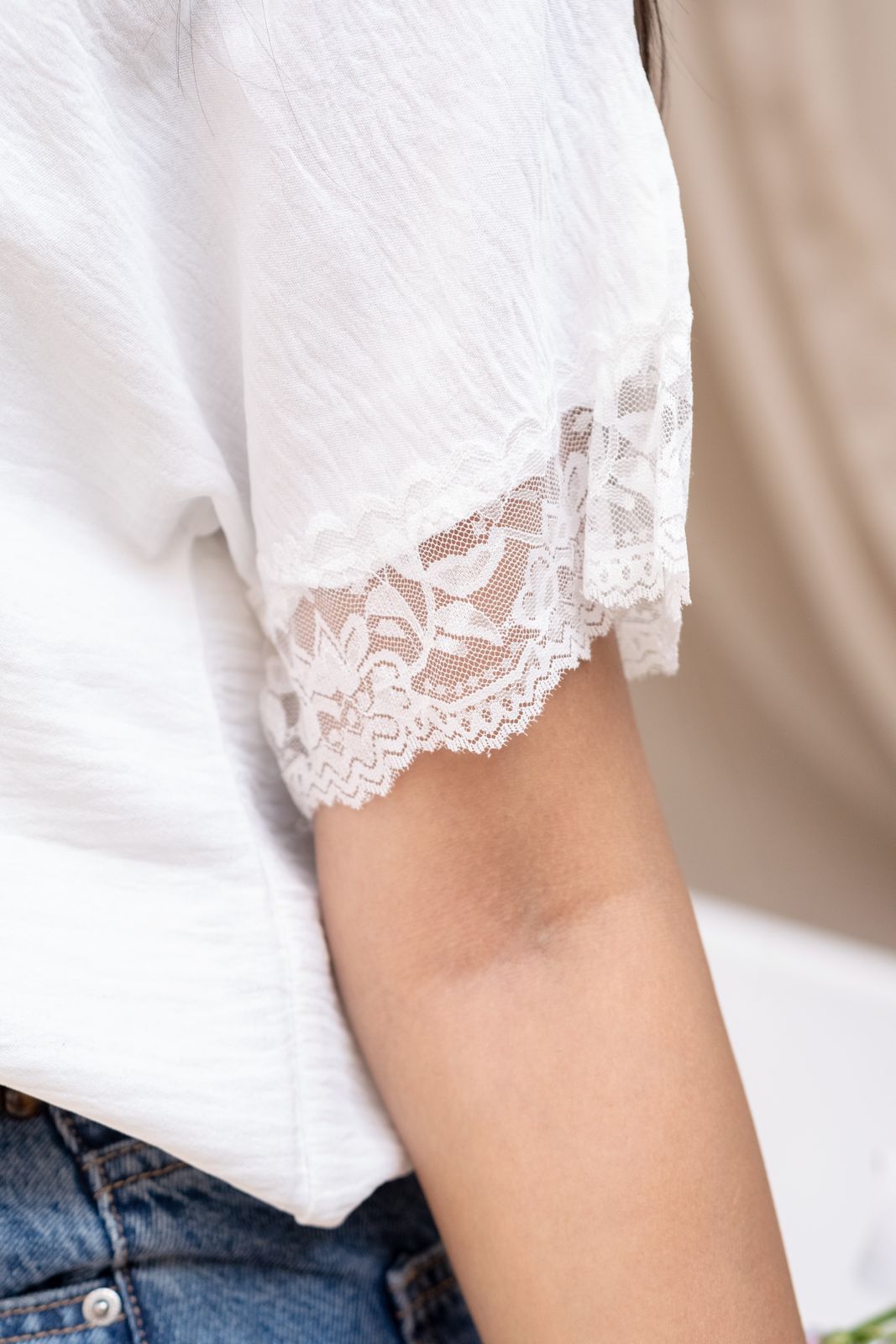 Soft V-Neck Fitted Top White