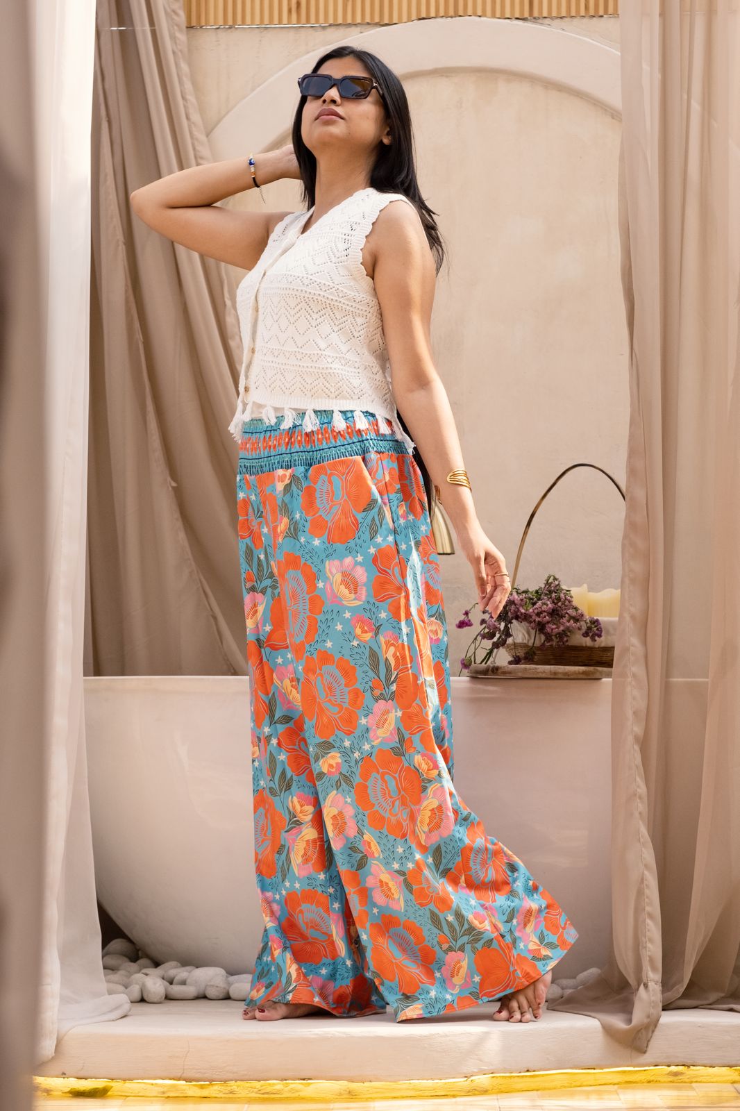 High Rise Wide-Leg Trouser Orange