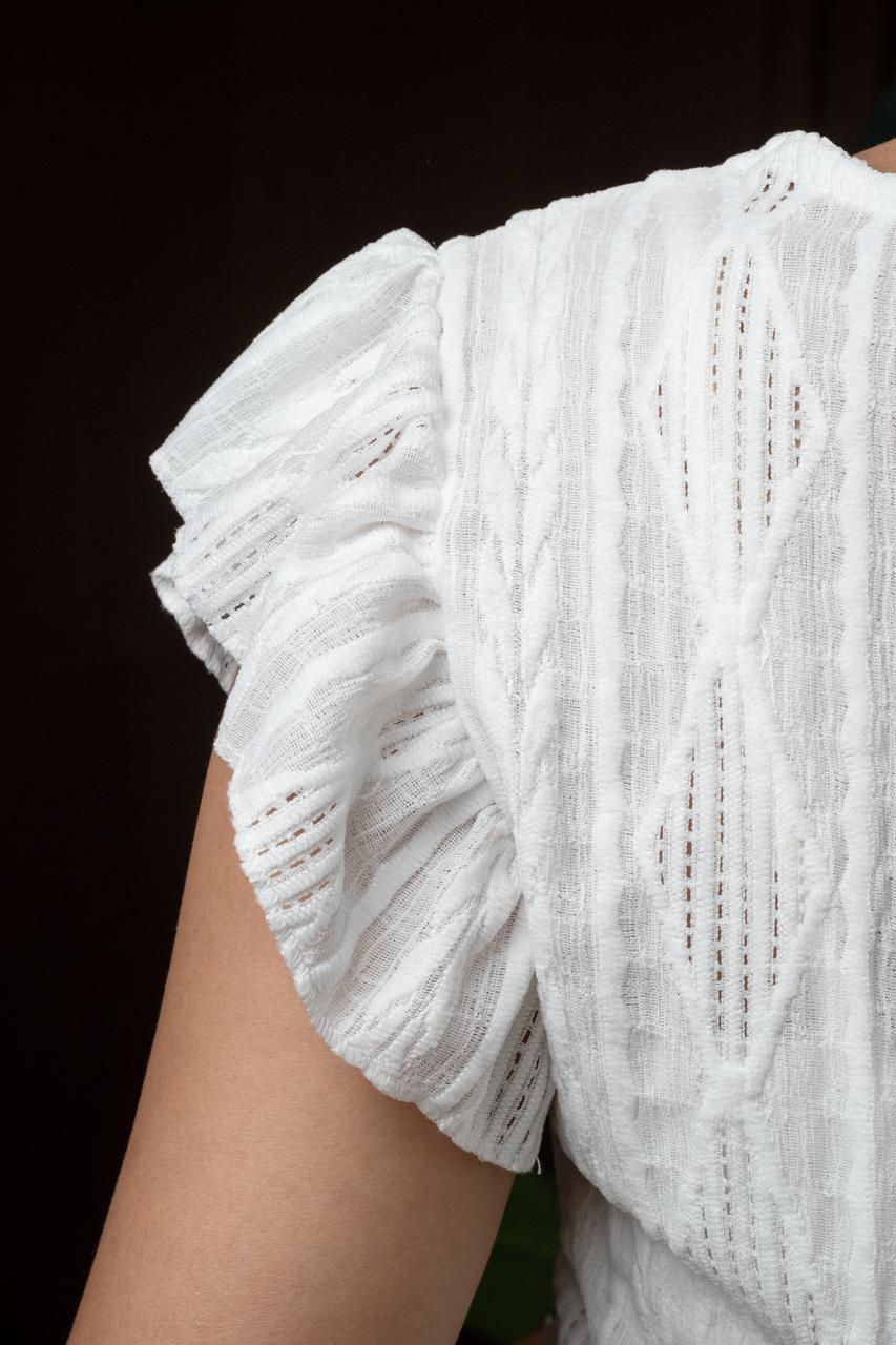 Soft V-Neck Fitted Top White